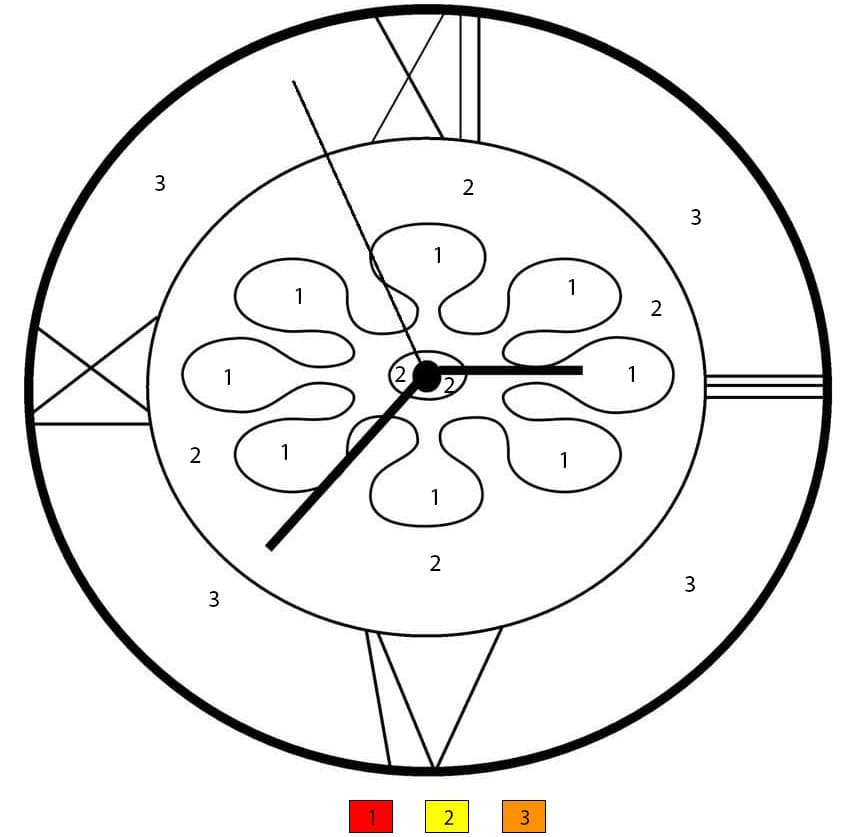 Horloge en bois Coloriage Magique
