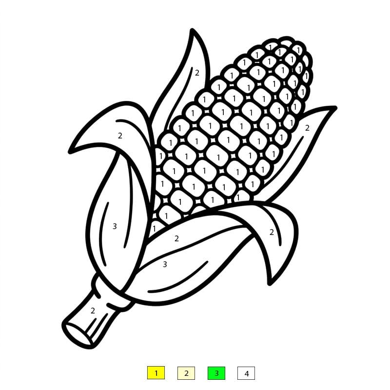 Maïs gourmand Coloriage Magique