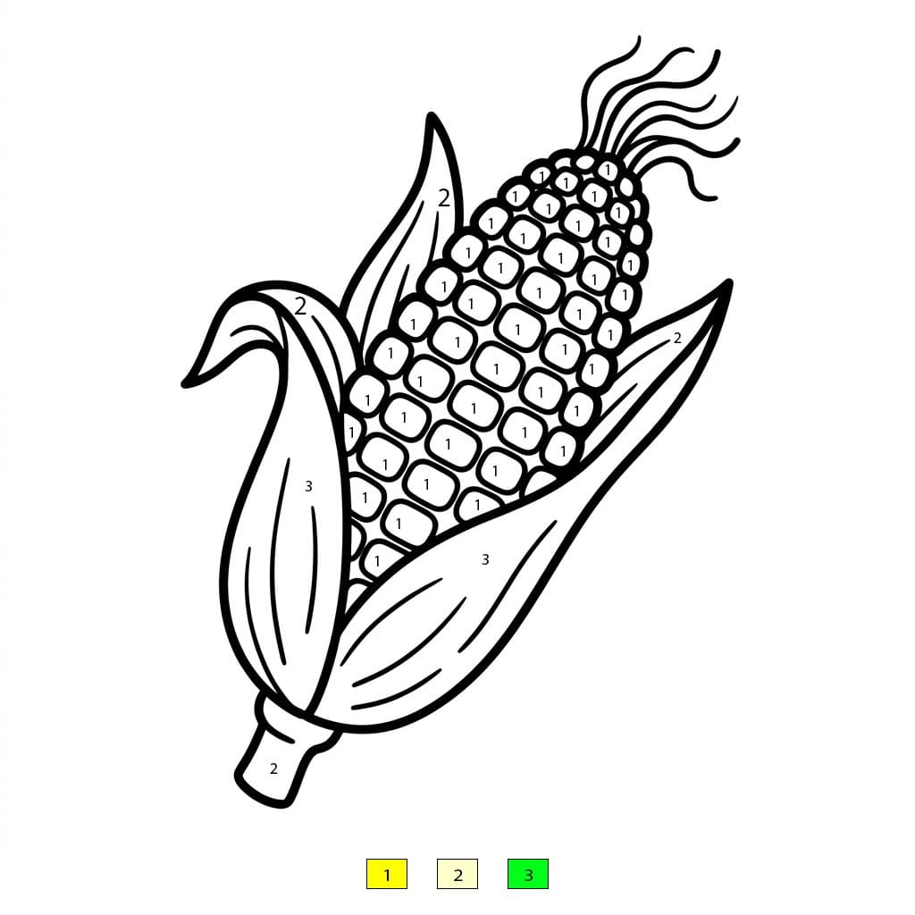 Maïs jaune vif Coloriage Magique