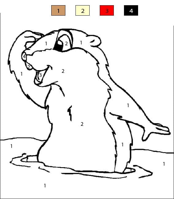 Marmotte curieuse Coloriage Magique