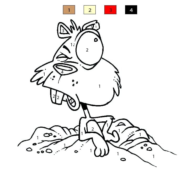 Marmotte drôle Coloriage Magique