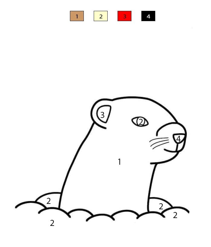 Marmotte en hiver Coloriage Magique