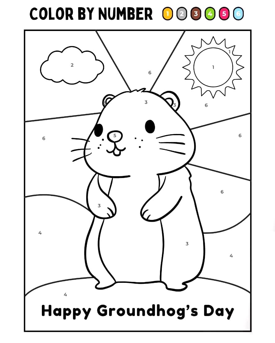 Marmotte ensoleillée Coloriage Magique