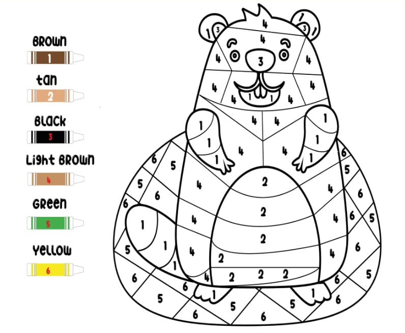 Marmotte joyeuse Coloriage Magique