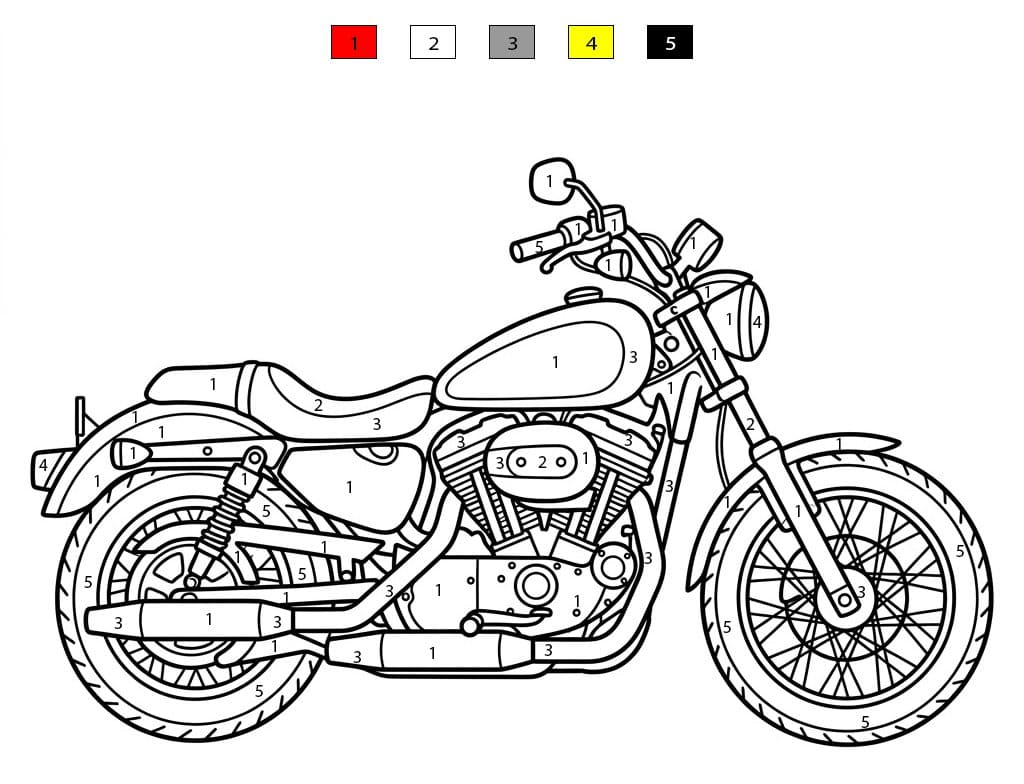 Moto classique vintage Coloriage Magique