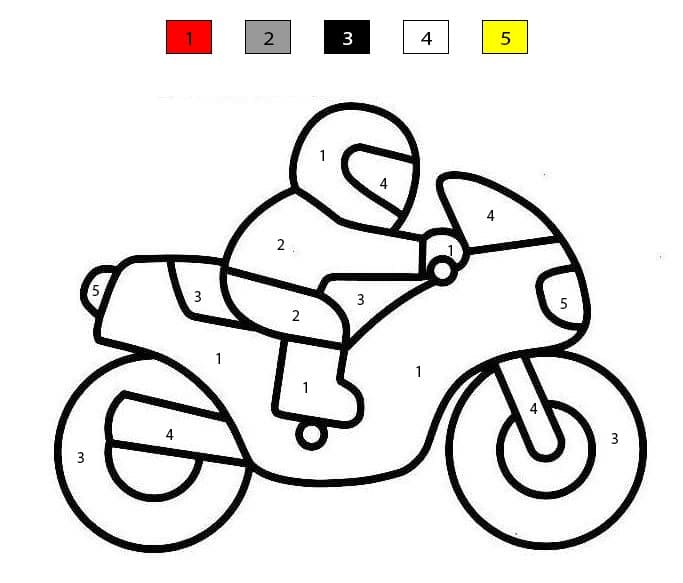 Moto en action Coloriage Magique