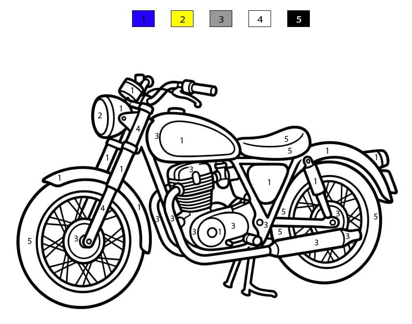 Moto mécanique puissante Coloriage Magique