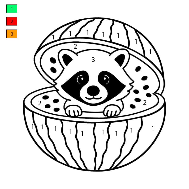 Raccooni Watermelunni Brainrot Coloriage Magique