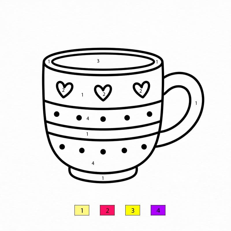Tasse colorée Coloriage Magique