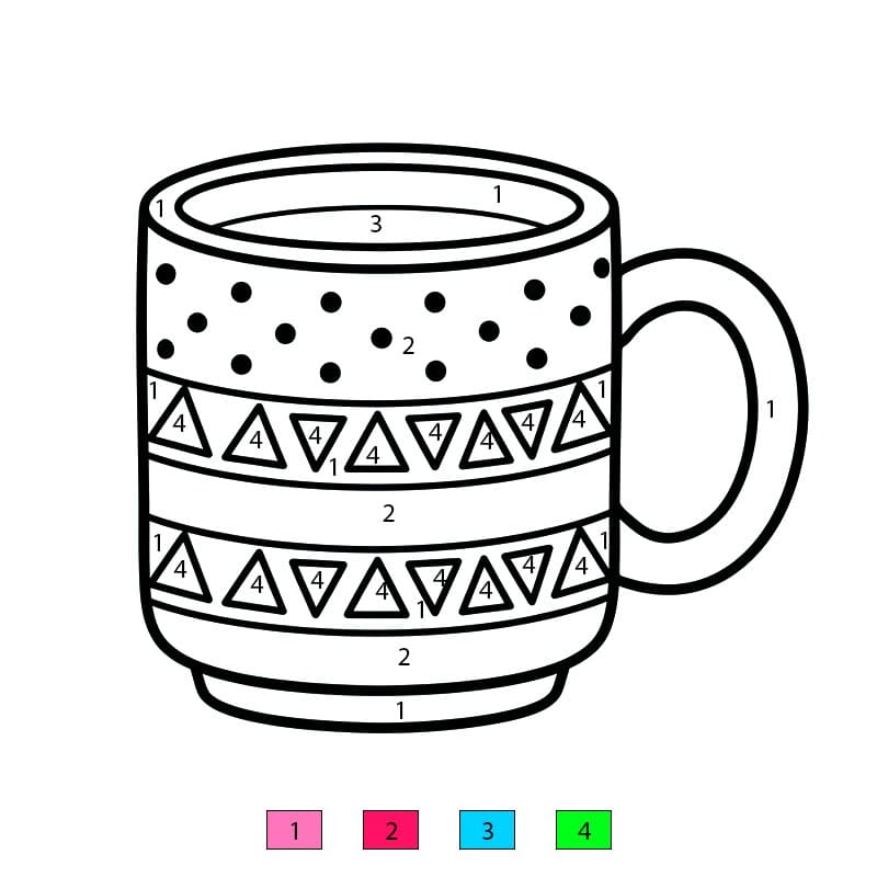 Tasse joyeuse Coloriage Magique