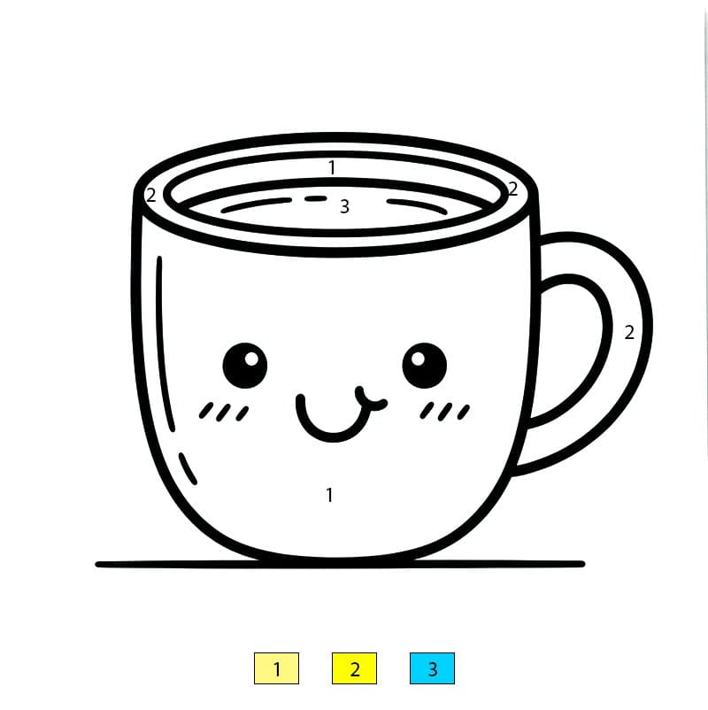 Tasse mignonne Coloriage Magique