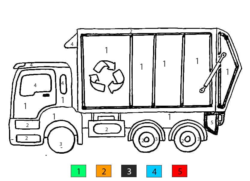 Camion poubelle urbain Coloriage Magique