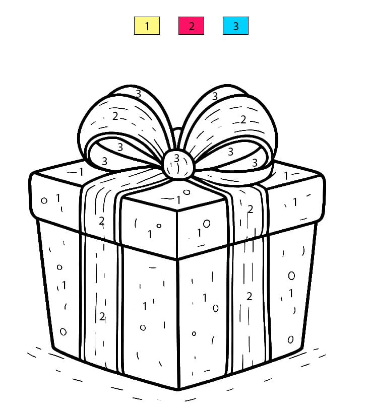 Cadeau décoré Coloriage Magique