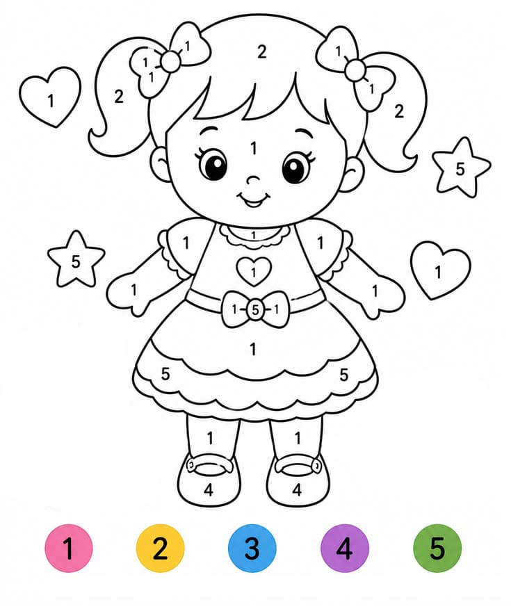 Poupée ballerine Coloriage Magique