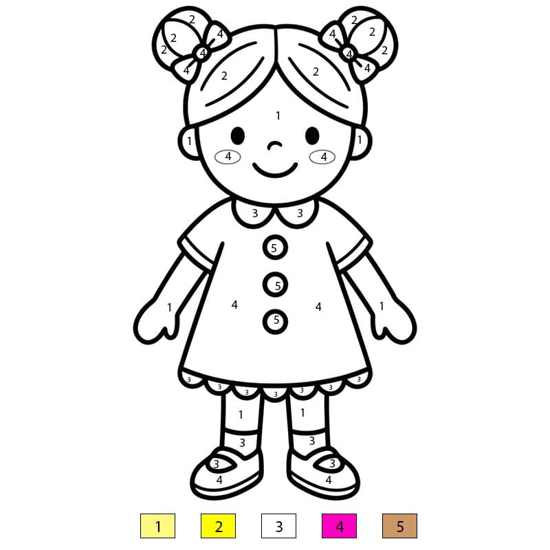 Poupée colorée Coloriage Magique
