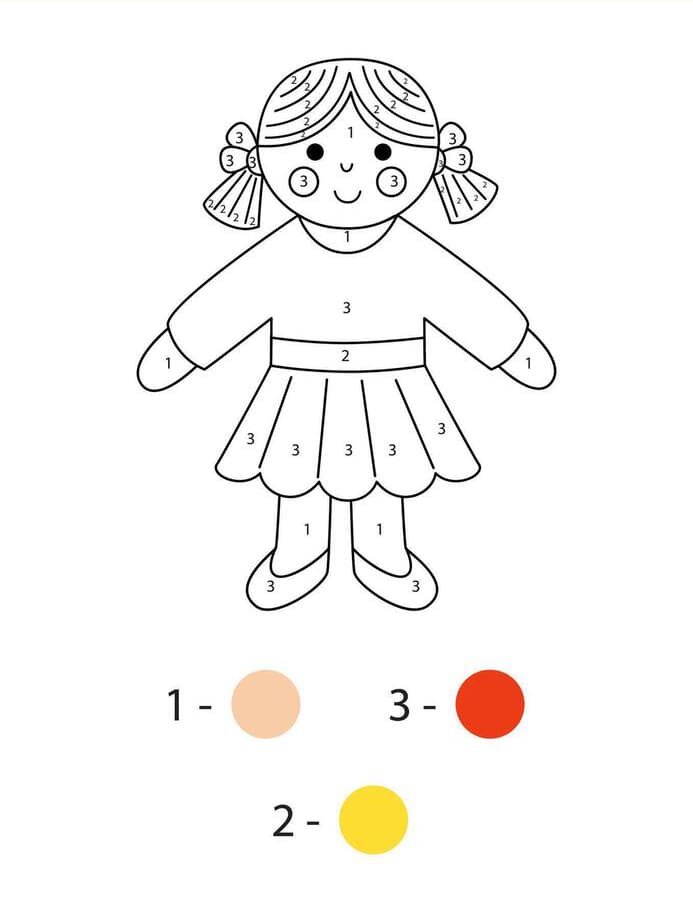 Poupée joyeuse Coloriage Magique