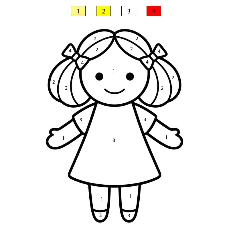 Poupée mignonne Coloriage Magique
