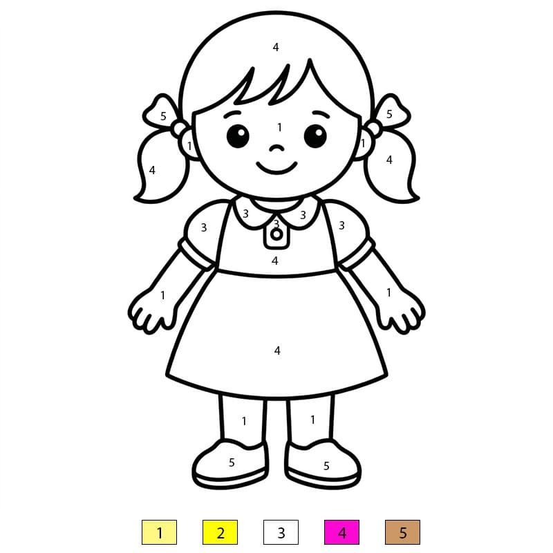 Poupée souriante Coloriage Magique