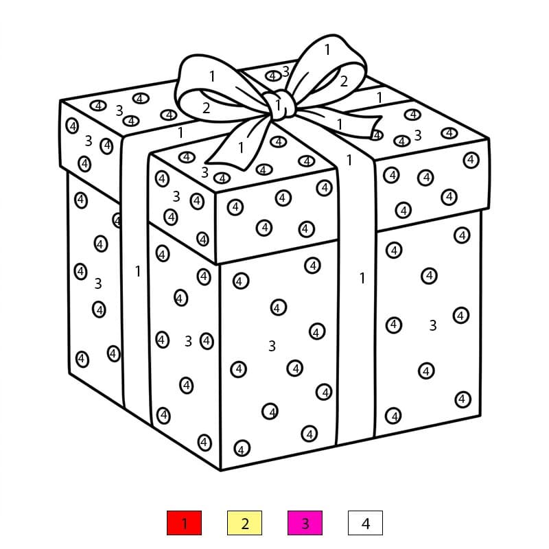 Cadeau à motifs à pois Coloriage Magique